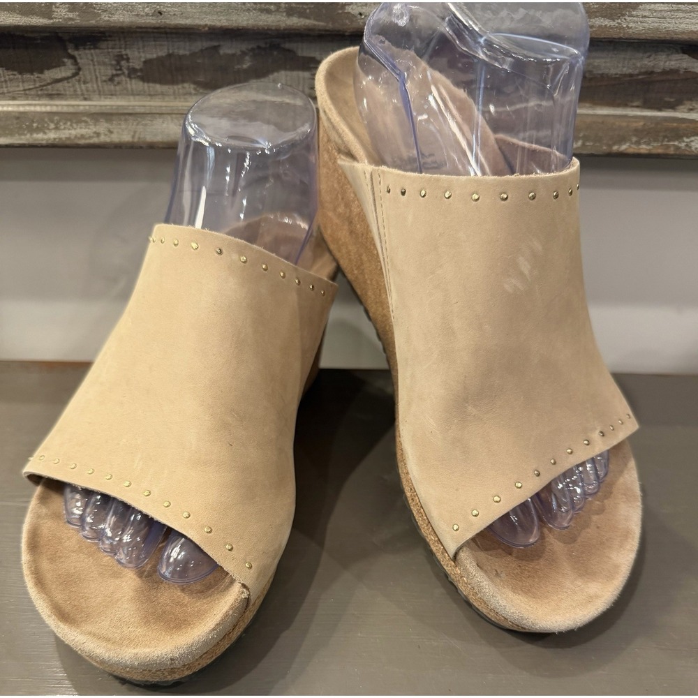 BIRKENSTOCK PAPILLIO NAMICA RIVETS NUBUCK LEATHER Wedge Sandal Tan 40 L9
